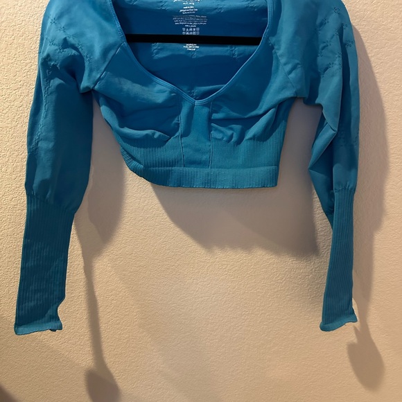 Free People Tops - Free People Blue Fitted Crop Bodysuit
